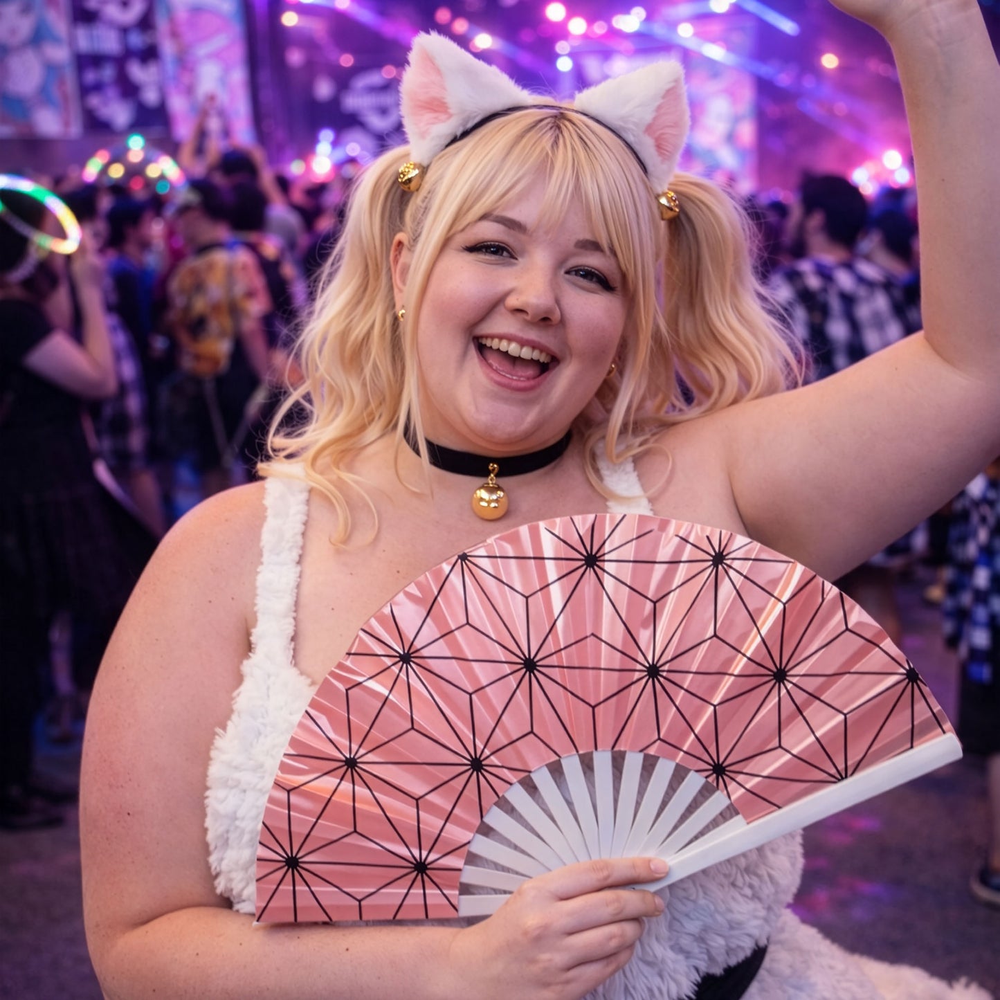 Japanese Hemp Leaves Pattern - Bamboo Folding Hand Fan