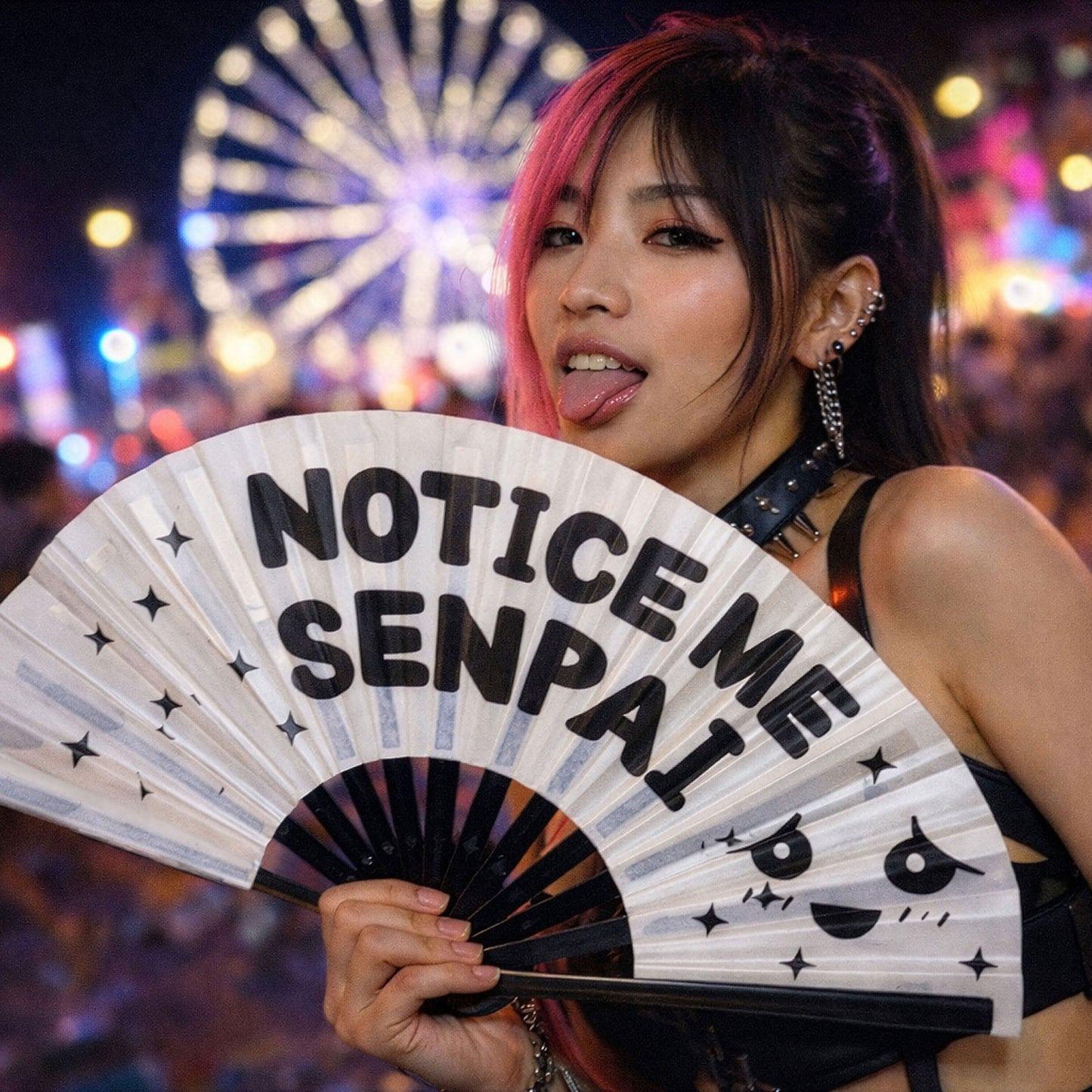 Notice Me Senpai - Bamboo Folding Hand Fan