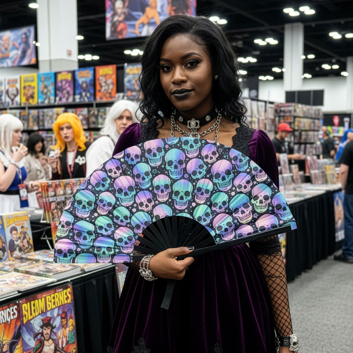 Skulls - Bamboo Folding Hand Fan