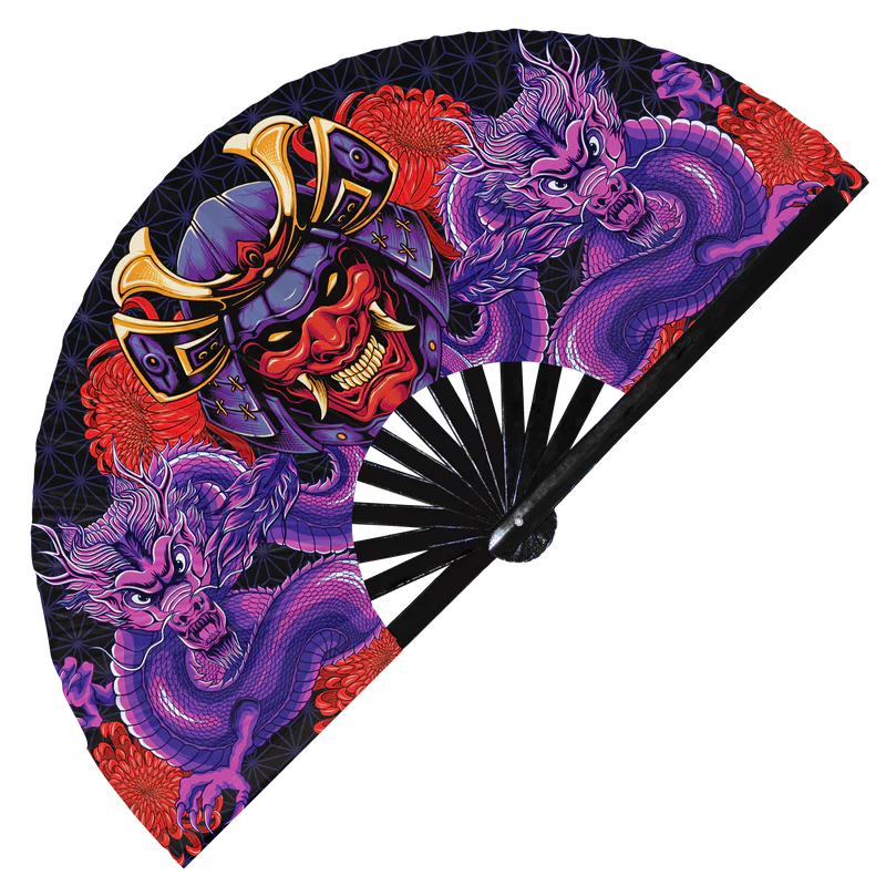 Samurai Mask - Bamboo Folding Hand Fan