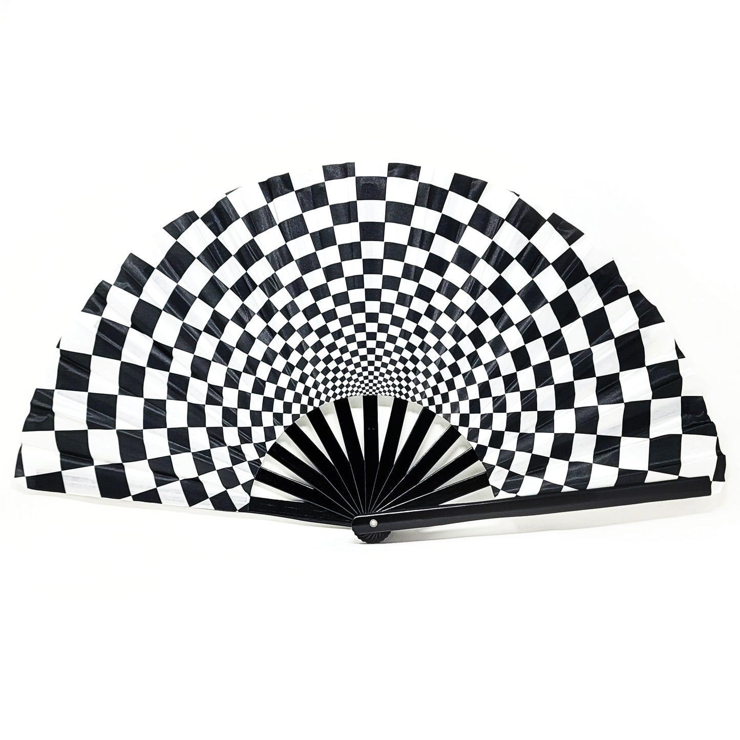 Checkered Black and White - Bamboo Folding Hand Fan
