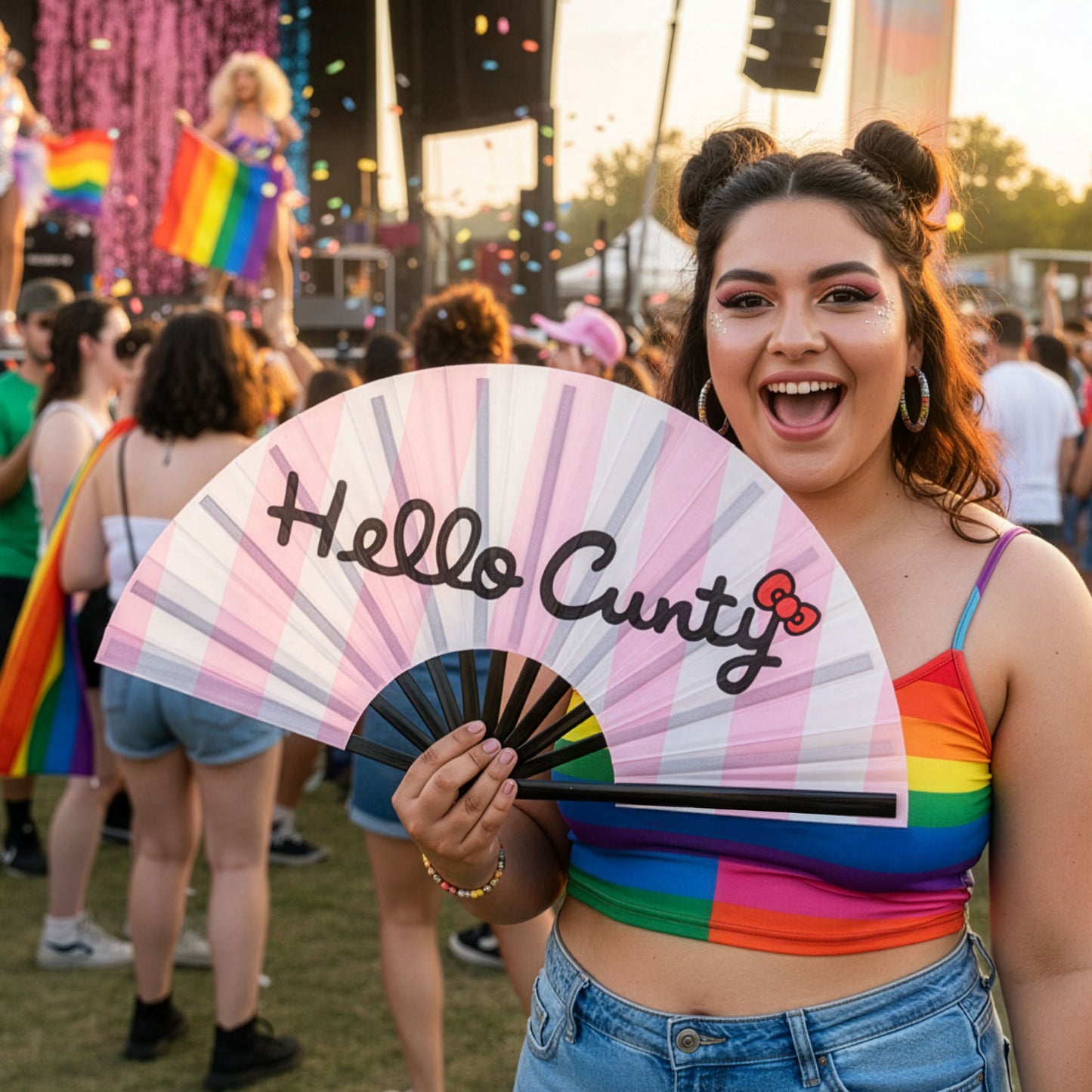 Hello Cunty - Bamboo Folding Hand Fan