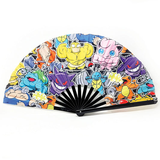 Buff Monsters - Bamboo Folding Hand Fan