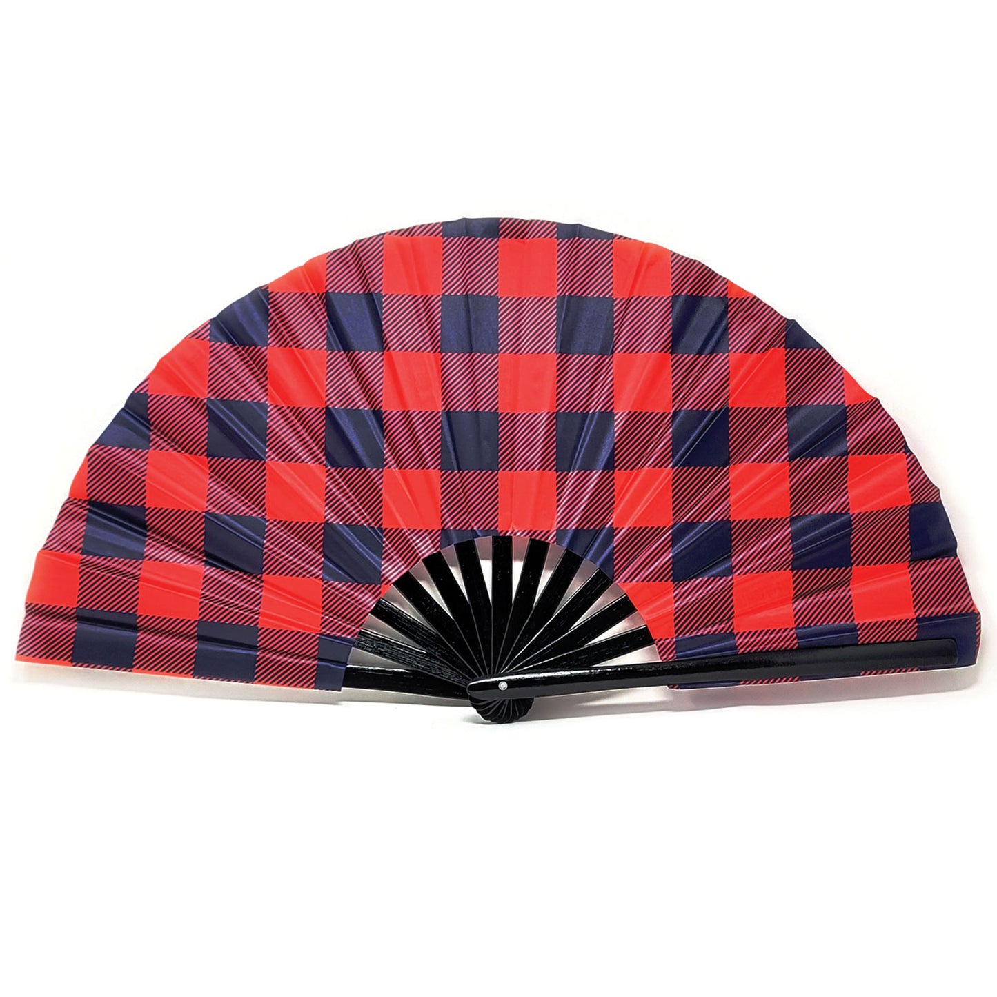 Red Plaid - Bamboo Folding Hand Fan
