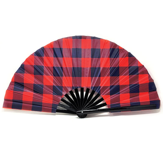 Red Plaid - Bamboo Folding Hand Fan