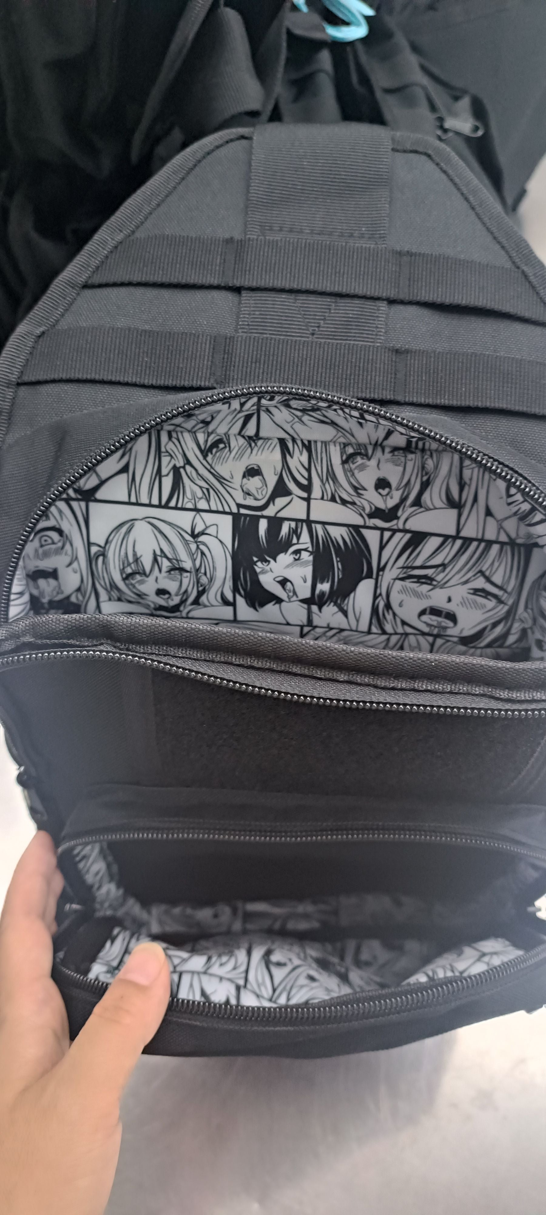 ahegao mini backpack Ahegao Girlz Sling Crossbody Bag with Velcro