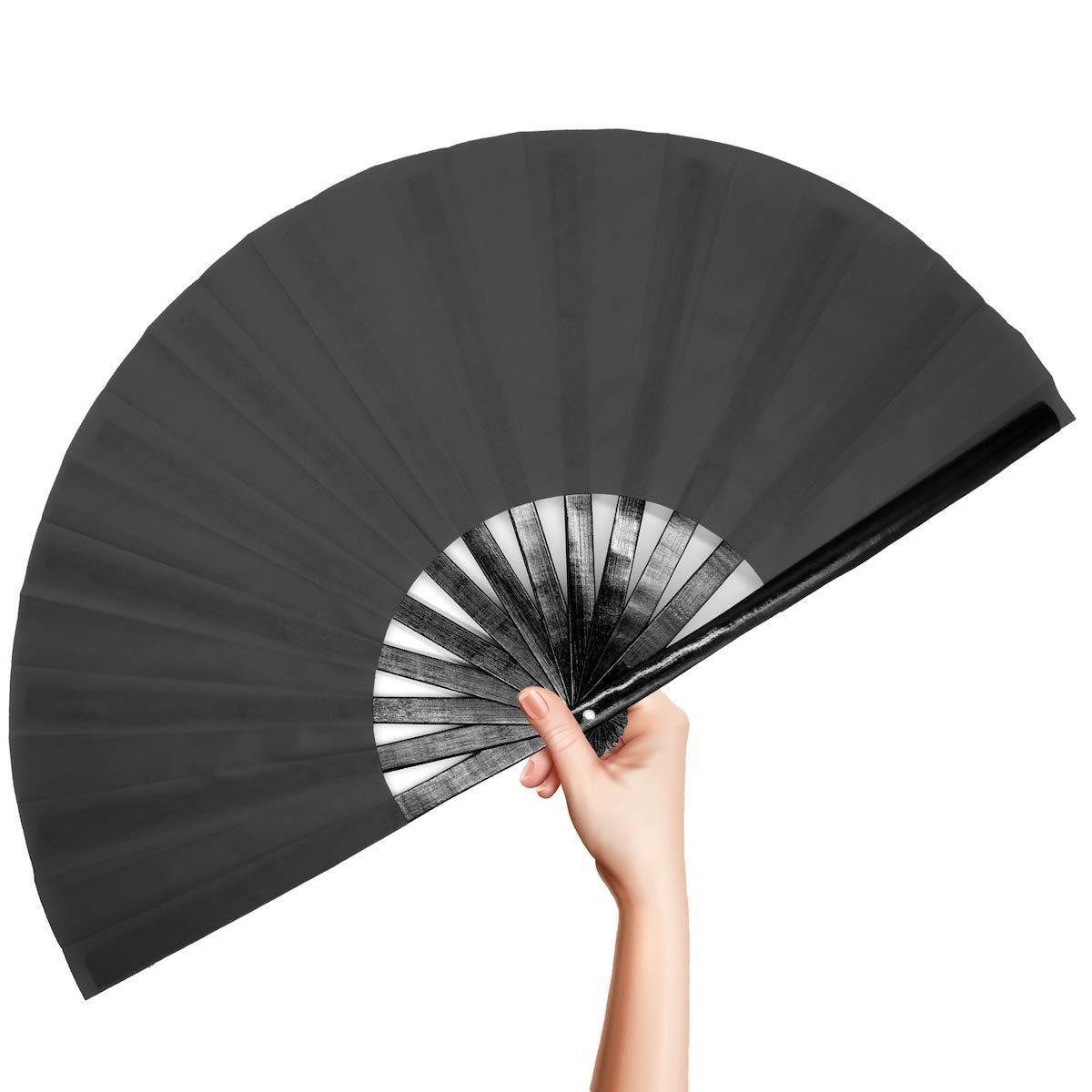 Solid Black - Folding Hand Fan