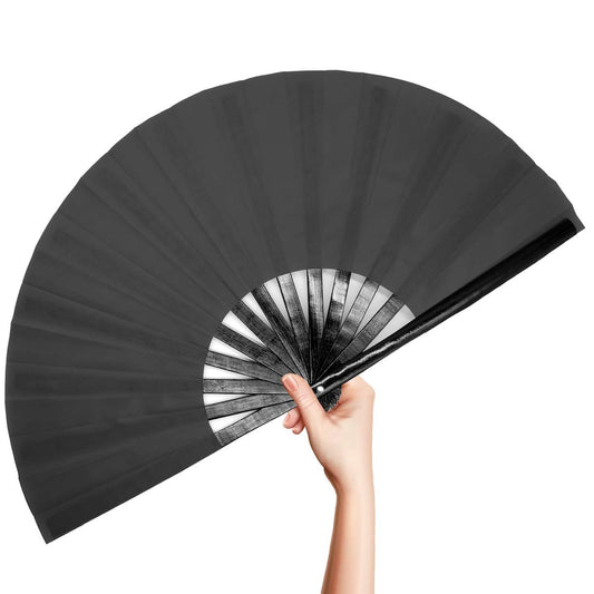 Solid Black - Folding Hand Fan